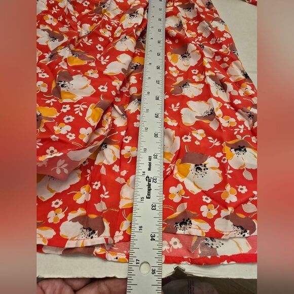 And Other Stories Scalloped Red Floral Wrapping Dress Size 10 - Picture 6 of 11
